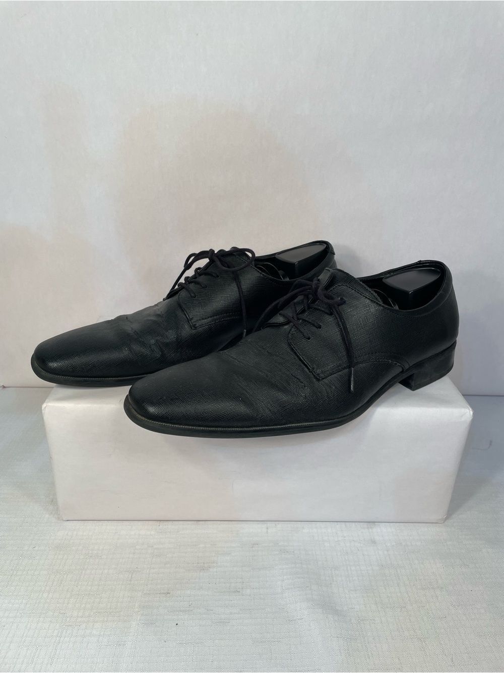 Calvin Klein Classic Black Men's Leather Dress Shoes - Lace-Up Oxford -Gunther - Picture 4 of 9
